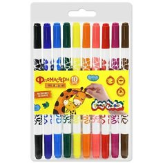 Фломастеры Каляка-Маляка легкосмываемые двухсторонние 10 цветов х3шт