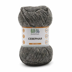 Пряжа для вязания Вязь Северная 100гр 210м (21% шерсть, 14% нейлон, 65% акрил) (07 серый), 3 мотка