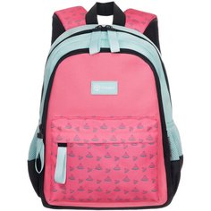 Рюкзак TORBER CLASS X Mini, розовый/зелёный с орнаментом, полиэстер 900D + Мешок для обуви в подарок, T1801-23-Pin