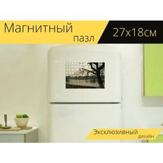 Магнитный пазл "Пейзаж, озеро хоан кием, озеро" на холодильник 27 x 18 см. Lots Prints