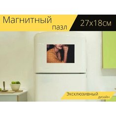 Магнитный пазл "Женщина, красивая, портрет" на холодильник 27 x 18 см. Lots Prints