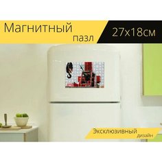 Магнитный пазл "Кран, крюк, грузовой кран" на холодильник 27 x 18 см. Lots Prints