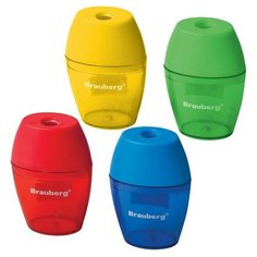 Точилка 1 отверстие с контейнером BRAUBERG Diamond, микс