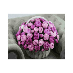 Роспись по холсту(картина по номерам 40х50) "Корзина пионов" Китай