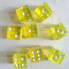 Игральные кубики/кости/ 16 мм. комплект из 10 штук. Жёлтые. Нет бренда