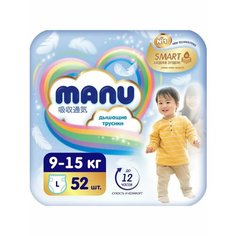 Подгузники-трусики L 9-15кг 52шт Manu