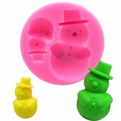 Cиликоновая форма Снеговики 2 шт. для изготовления мыла, свечей, фигурок из полимерной глины и пластилина. Xianghai Hardware