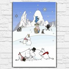 Картина по номерам на холсте новый год муми тролль (moomin, туве янссон, эстетика, уют, снуснумрик) - 12964 40х60 Бруталити