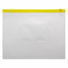 Папка-конверт на ZIP-молнии A5 150 мкм, Calligrata, прозрачная, жёлтая молния