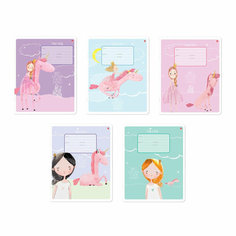 Комплект 50 штук, Тетрадь школьная А5.18л, линия YOUNG PRINCESS 5диз 7-18-1152/2 Альт