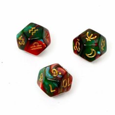 Время игры Астрологические кубики для гадания "Время игры", 3 шт, красные