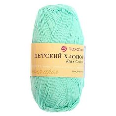 Пряжа Пехорка Пряжа Пехорка Детский хлопок 100%мерсеризованный хлопок, 330м, 100г, 1шт, 100 % хлопок, 100 г, 330 м, 3 шт., 411 мята
