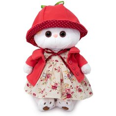 Мягкая игрушка Basik&Co Кошечка Ли-Ли в шляпке Ягодка, 24 см, белый