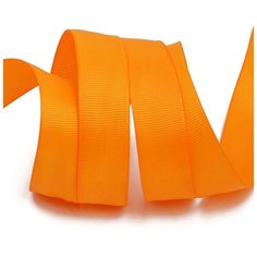 Лента репсовая в рубчик "Ideal", 25 мм x 27,42 метра, цвет оранжевый