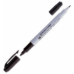 Crown Маркер перманентный двухсторонний "Multi Marker Twin" пулевидный 2мм/1мм черн. Crown Б0048242