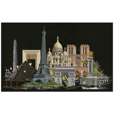 Набор для вышивания Париж, канва аида (черная) 18 ct 79 х 50 см THEA GOUVERNEUR 472.05