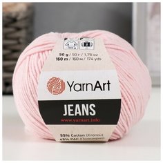 Пряжа "Jeans" 55% хлопок, 45% акрил 160м/50гр (18 нежно-розовый) нет бренда
