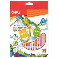 Карандаши цветные акварельные Deli EC00730 Color Emotion липа 36цв. коробкаевропод.