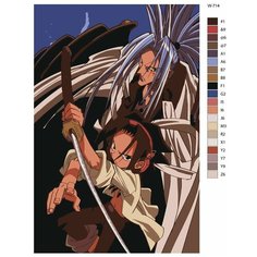 Картина по номерам W-714 "Аниме Шаман Кинг. Йо Асакура и Амидамару" 80x120 Brushes Paints