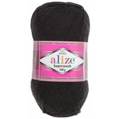 Пряжа Alize Superwash 100 антрацит (521), 75%шерсть/25%полиамид, 420м, 100г, 1шт