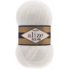 Пряжа Alize Angora Real 40 белый (55), 60%акрил/40%шерсть, 430м, 100г, 1шт