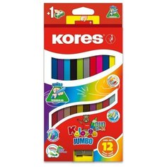 Карандаши цветные 24 цвета Kores DUO Jumbo (L=175мм, d=5мм, 3гр, с точилкой)