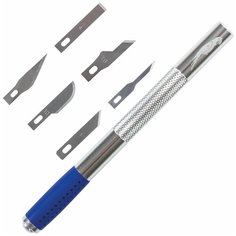 Нож макетный Остров Сокровищ (6 разновидностей лезвий, металл, пластиковый футляр) 2шт. (237161)