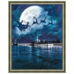 Алмазная мозаика "Волшебная ночь в Петербурге" круглые стразы на подрамнике 40х50 см, WB7022 Paintboy