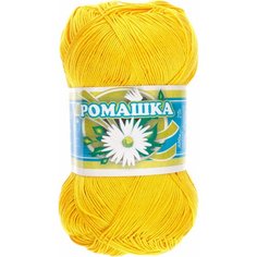 Пряжа ПНК Кирова Ромашка желтый (301), 100%мерсеризованный хлопок , 320м, 75г, 1шт