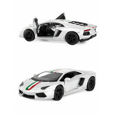Металлическая машинка Kinsmart 1:38 «Lamborghini Aventador LP 700-4 (с принтом)» инерционная, белая KT5355DF-2
