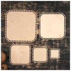 Набор заготовок для вязания "Квадрат скруглённый" (5 в 1), донышко 10/15/20/25/30 см, d 10мм Нет бренда