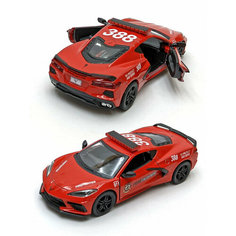 Металлическая машинка Kinsmart 1:36 «2021 Chevrolet Corvette Stingray C8 (Пожарные)» инерционная, красная KT5432DPR-2