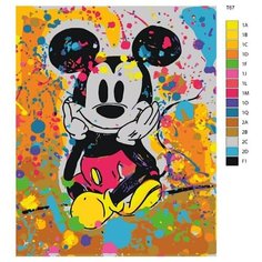 Картина по номерам T67 " Микки Маус с флуорисцентыми цветами", 70x90 см Brushes Paints