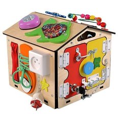 Бизиборд Домик со светом Малышок Бизидом, игрушки для девочек, мальчиков, подарки детям Kim Toys