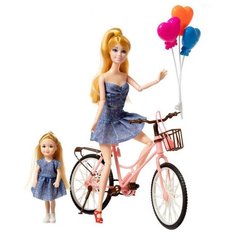 Кукла с дочкой Happy Valley Family Look на велосипеде, 32.5 см, 6534538 бежевый