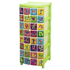 Бельевой комод elfplast №3 Алфавит (301), 4 ящика, салатовый