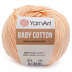 Пряжа для вязания YarnArt Baby Cotton 50гр 165м (50% хлопок, 50% акрил) (411 светло-розовый), 10 мотков