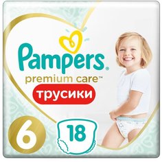 Pampers трусики Premium Care 6, 15+ кг, 18 шт., белый
