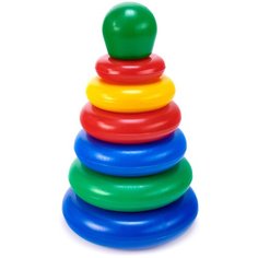 Пирамидка детская пластиковая, 7 деталей / детские игрушки развивающие / игрушки от года для детей Верес про