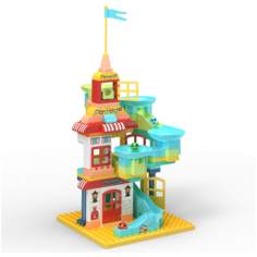 Конструктор игрушечный дом Happy Slide House CaDa C31003W, Лего, кукольный домик, дом для кукол, крупное лего (3+)