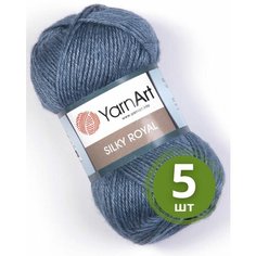 Пряжа YarnArt Silky Royal 431 серый джинс, (35% шелк rayon, 65% мериносовая шерсть), 140 м, 50 гр, 5 шт