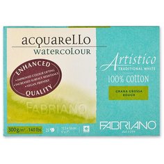 Блок для акварели Fabriano Artistico Traditional White 300г/м. кв 12x18см Торшон 25 листов склейка по 4 сторонам