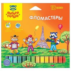 Мульти-Пульти Фломастеры 18 цветов Мульти-Пульти «Енот во Франции», смываемые