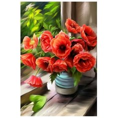 Алмазная мозаика с полным заполнением 20х30 «Маки», холст Школа талантов