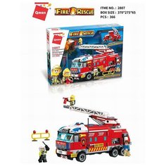 Конструктор Fire Rescue арт.2807 «Пожарная машина» 366 дет. Qman