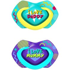 Пустышка силиконовая симметричная Canpol Babies Neon Love 6-18 м, 2 шт., голубой