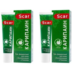 Гель ферментный для кожи Карипаин Scar с Коллагеназой и Тизолем от рубцов, шрамов, ожогов, растяжек 40 мл. Набор две штуки. НПК Карипаин