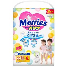 Трусики-подгузники Merries XL 12-22кг 38+6шт