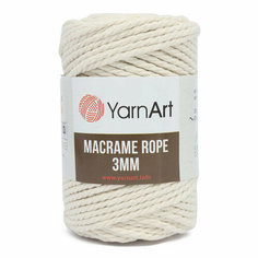 Пряжа для вязания YarnArt Macrame Rope 3мм, 250г, 63м (60% хлопок, 40% вискоза и полиэстер) (752 молочный), 4 мотка