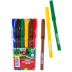 Цветик / Фломастеры на водной основе, 6 цветов, ЗХК Невская палитра